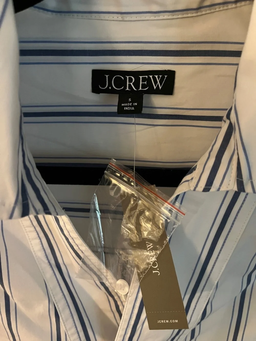 J. Crew White with Blue Vertical Stripes dress